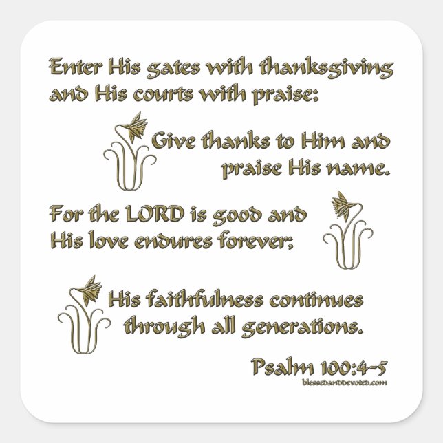 Psalm 100:4-5 square sticker (Front)