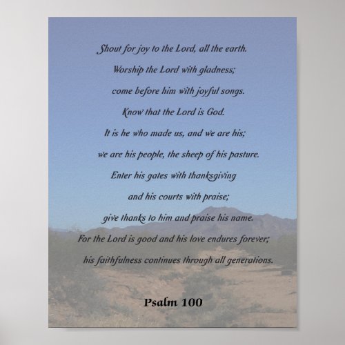 Psalm 100 Shout for joy Poster