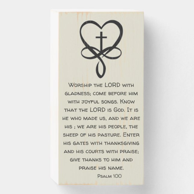Psalm 100 Wooden Religious Sign Box (Front Vertical)
