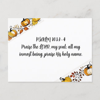 Psalm 103: 1-4, Bible verse, Thanksgiving Holiday Postcard