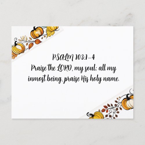 Psalm 103 1_4 Bible verse Thanksgiving Holiday Postcard