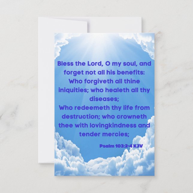 Psalm 103:2-4 KJV Bible Scripture Pic Greeting Card (Front)