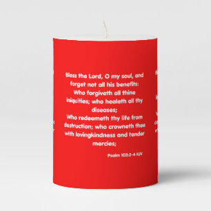 Psalm 103:2-4 KJV Bible Scripture Pic Pillar Candle