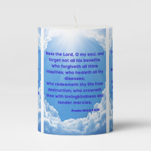 Psalm 103:2-4 KJV Bible Scripture Pic Pillar Candle