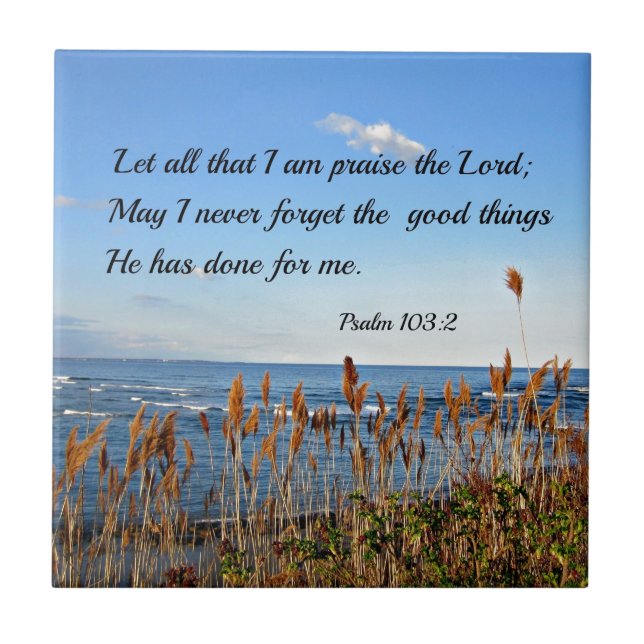 Psalm 103:2 Let all that I am praise the Lord... Ceramic Tile (Front)
