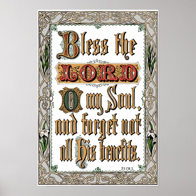 Psalm 103:2 Victorian Scripture Poster (Front)