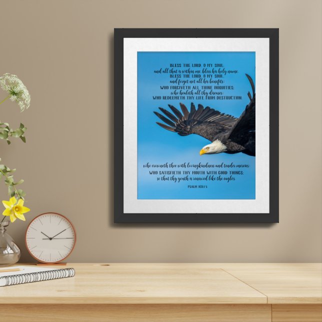 Psalm 103 Flying Eagle Black Metal  Framed Art (Table Top)