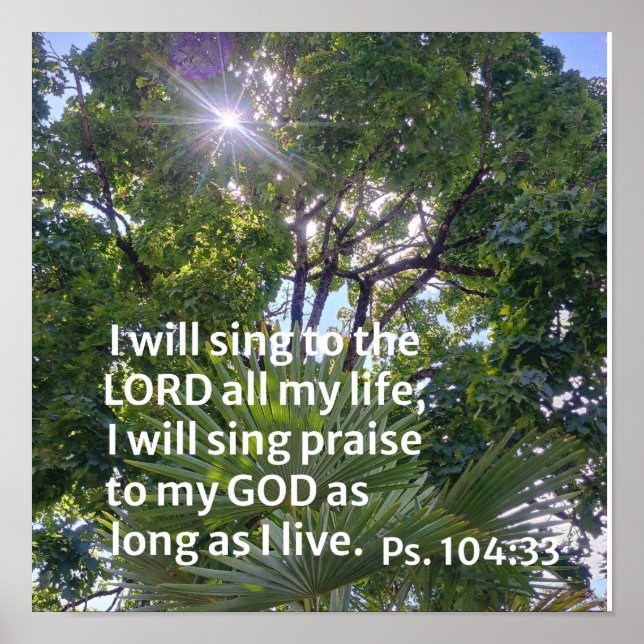 Psalm 104:33 I will sing to the Lord Poster (Front)