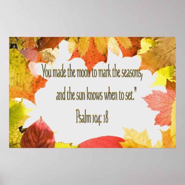 Psalm 104 Christian Poster or Print Fall Leaves (Front)