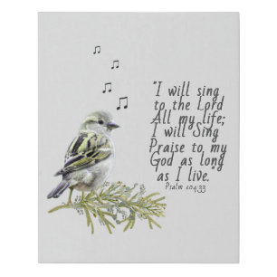 Psalm 104 Cute Bird Singing Psalms Christian  Faux Canvas Print