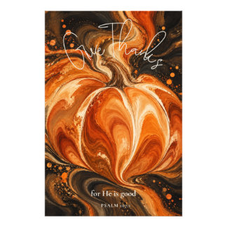  Psalm 107:1 Give Thanks Christian Pumpkin Design Photo Print