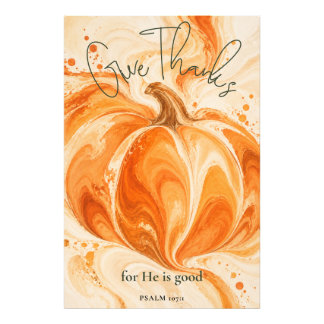  Psalm 107:1 Give Thanks Christian Pumpkin Design Photo Print