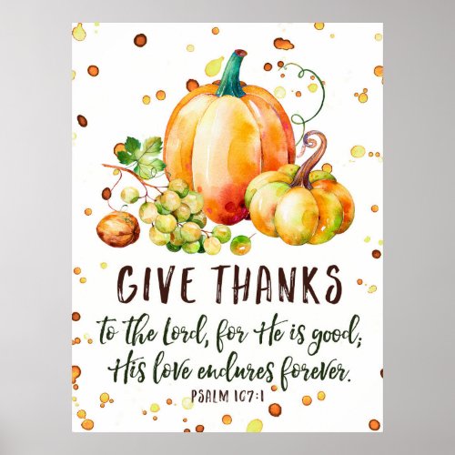 Psalm 1071 Give Thanks Fall Poster
