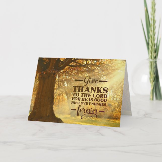 Psalm 107:1 Give Thanks to the LORD Thanksgiving Holiday Card (Front)