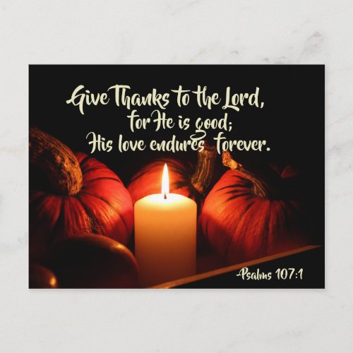 Psalm 1071 Give Thanks to the Lord Thanksgiving Holiday Postcard