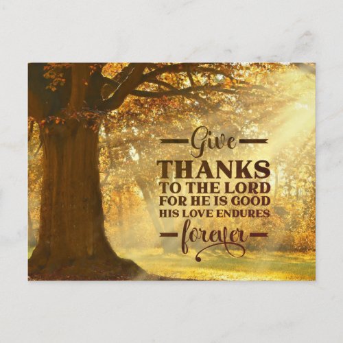 Psalm 1071 Give Thanks to the LORD Thanksgiving Postcard