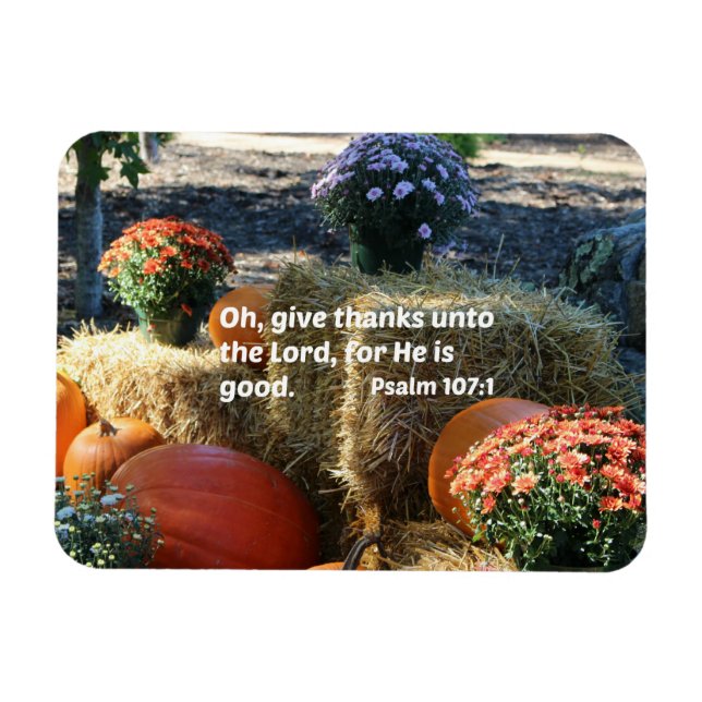 Psalm 107:1 Oh give thanks unto the Lord... Magnet (Horizontal)
