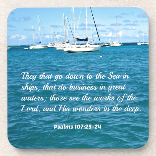 Psalm 10723_24 They that go down to the Sea Drink Coaster