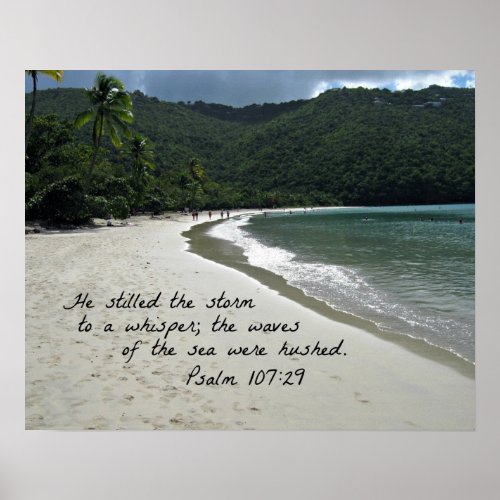 Psalm 10729  He stilled the storm Poster