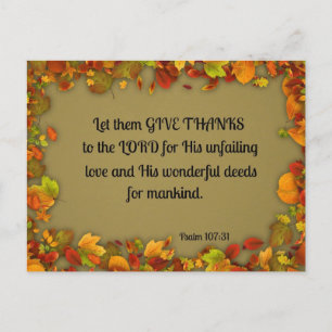 Psalm 107:31 Let them thank the Lord... Postcard
