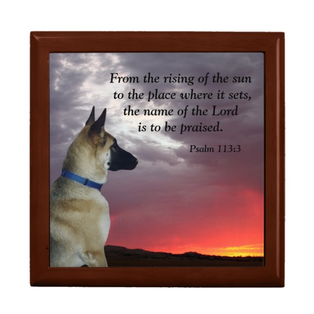 Psalm 113:3 Jewelry Box with German Shepherd (Front)