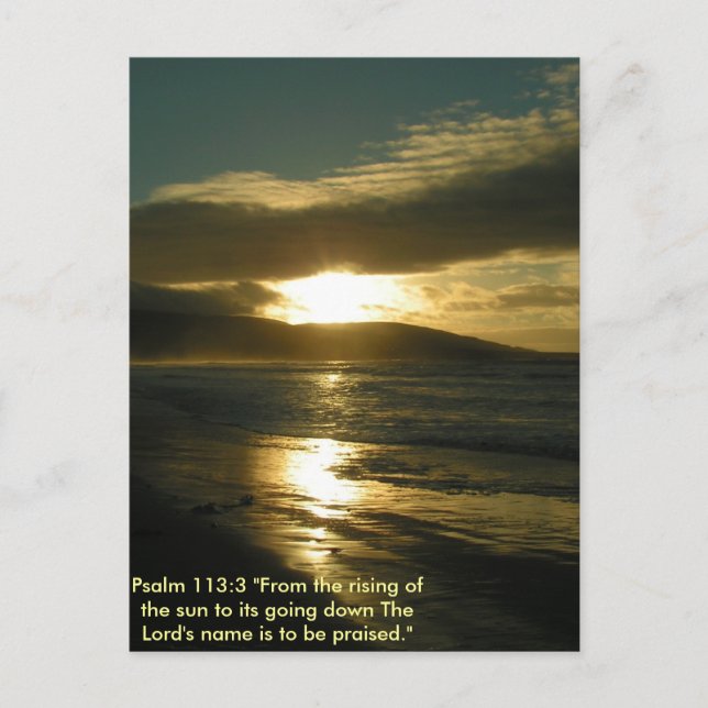 Psalm 113:3 sunset bible text postcard (Front)
