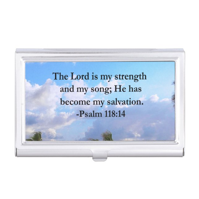 PSALM 118:14 SERENE OCEAN PHOTO DESIGN BUSINESS CARD CASE (Front)