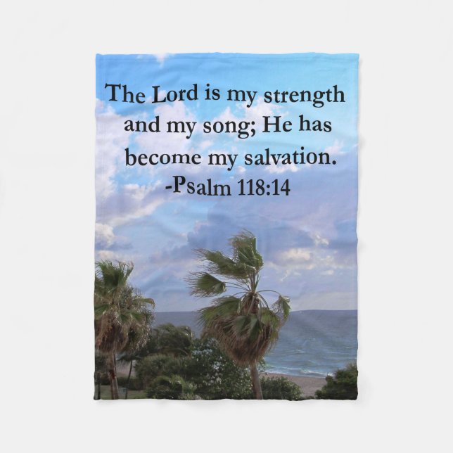 PSALM 118:14 SERENE OCEAN PHOTO DESIGN FLEECE BLANKET (Front)