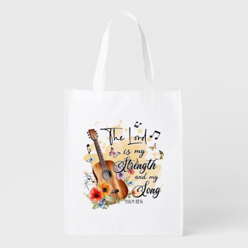 Psalm 11814 The LORD is my strength and my song  Grocery Bag