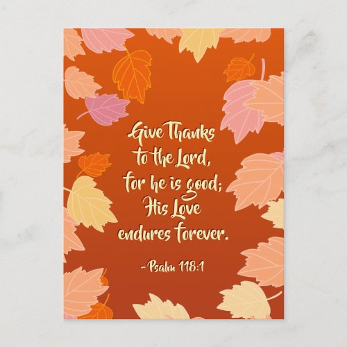 Psalm 1181 Give Thanks to the LORD for He is Good Postcard
