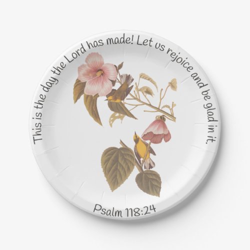 Psalm 11824 and Blue Winged Yellow Warbler Bird Paper Plates