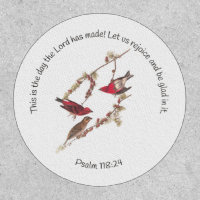 Psalm 118:24 and Three Red Birds Button