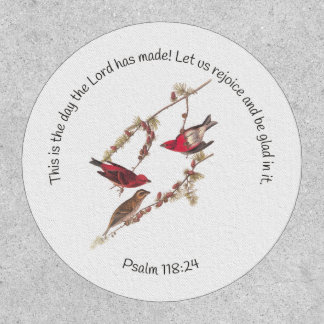 Psalm 118:24 and Three Red Birds Button Patch