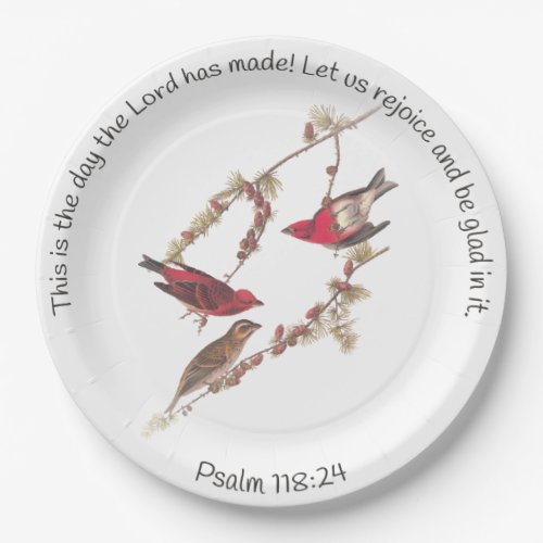 Psalm 11824 and Three Red Birds Classic Round Sti Paper Plates