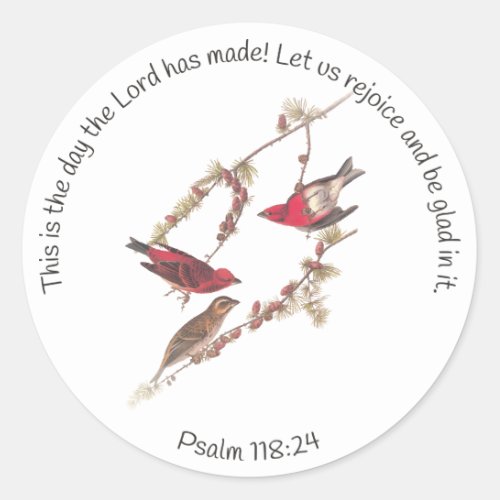 Psalm 11824 and Three Red Birds Classic Round Sticker