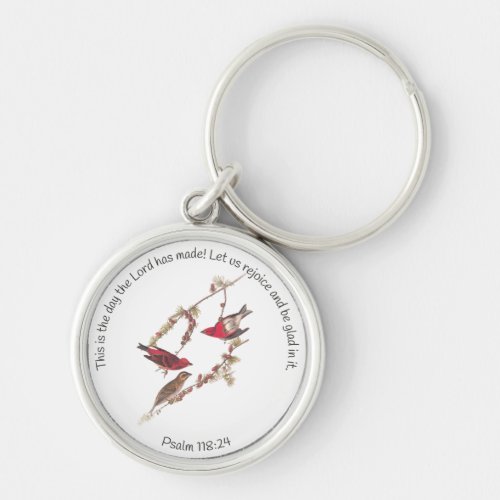 Psalm 11824 and Three Red Birds Keychain