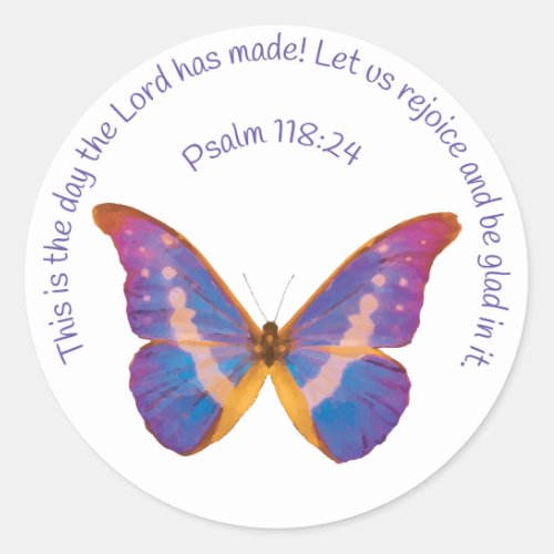 Psalm 11824 and Watercolor Butterfly Classic Round Sticker