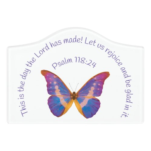 Psalm 11824 and Watercolor Butterfly Door Sign