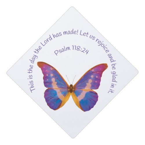 Psalm 11824 and Watercolor Butterfly Graduation Cap Topper