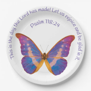 Psalm 118:24 and Watercolor Butterfly Paper Plates