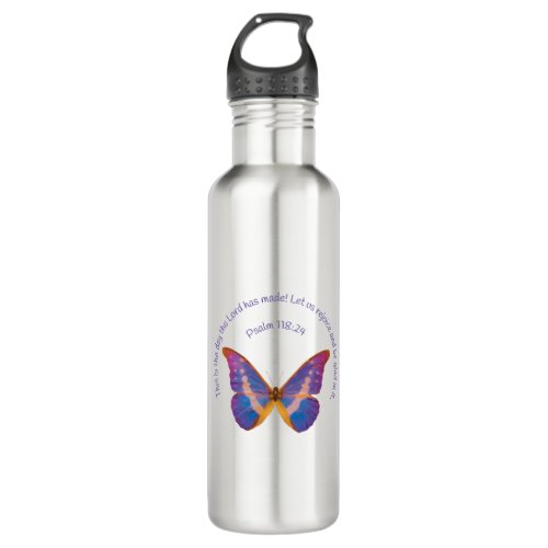 Psalm 11824 and Watercolor Butterfly Stainless Steel Water Bottle