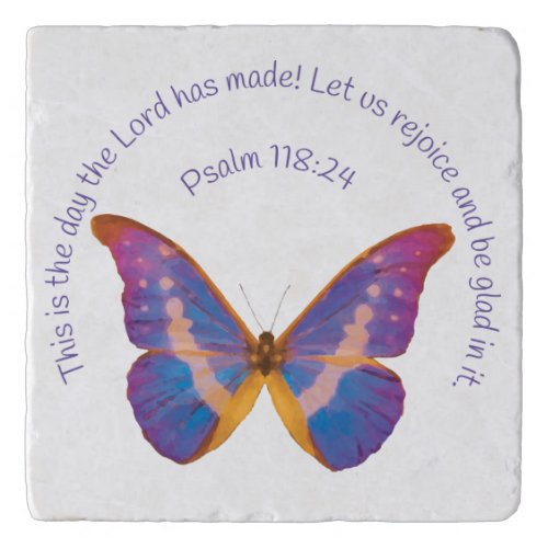 Psalm 11824 and Watercolor Butterfly Trivet