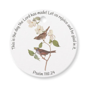 Psalm 118:24 Bible Verse and Sparrow Pair  Favor Tags