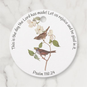 Psalm 118:24 Bible Verse and Sparrow Pair  Favor Tags