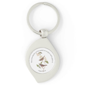 Psalm 118:24 Bible Verse and Sparrow Pair Keychain