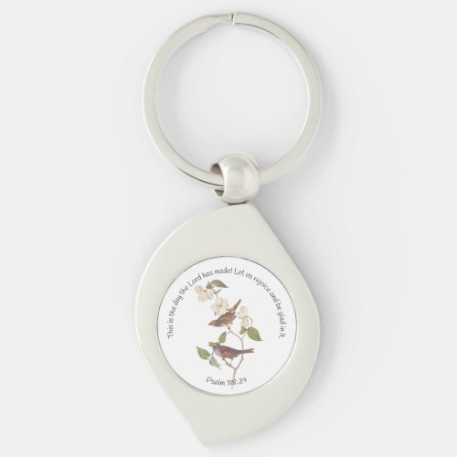 Psalm 11824 Bible Verse and Sparrow Pair Keychain