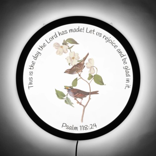 Psalm 11824 Bible Verse and Sparrow Pair  Patch LED Sign