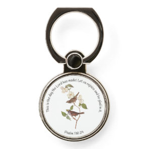 Psalm 118:24 Bible Verse and Sparrow Pair Phone Ring Stand