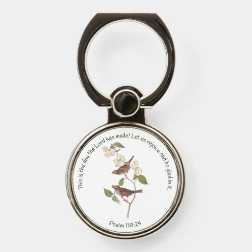 Psalm 11824 Bible Verse and Sparrow Pair Phone Ring Stand