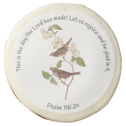 Psalm 11824 Bible Verse and Sparrow Pair Sugar Cookie